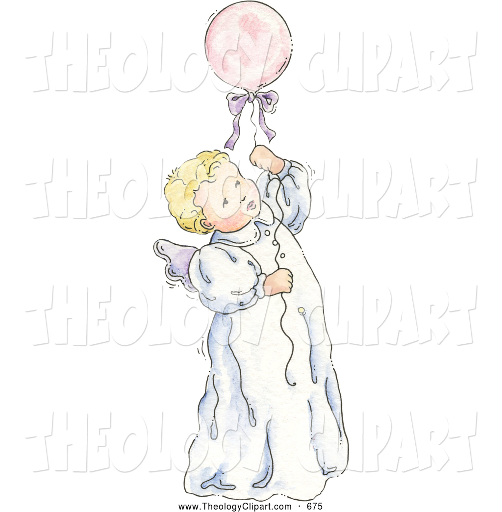     Of A Cute Blond Baby Girl Floating Upwards With A Balloon By Gina Jane
