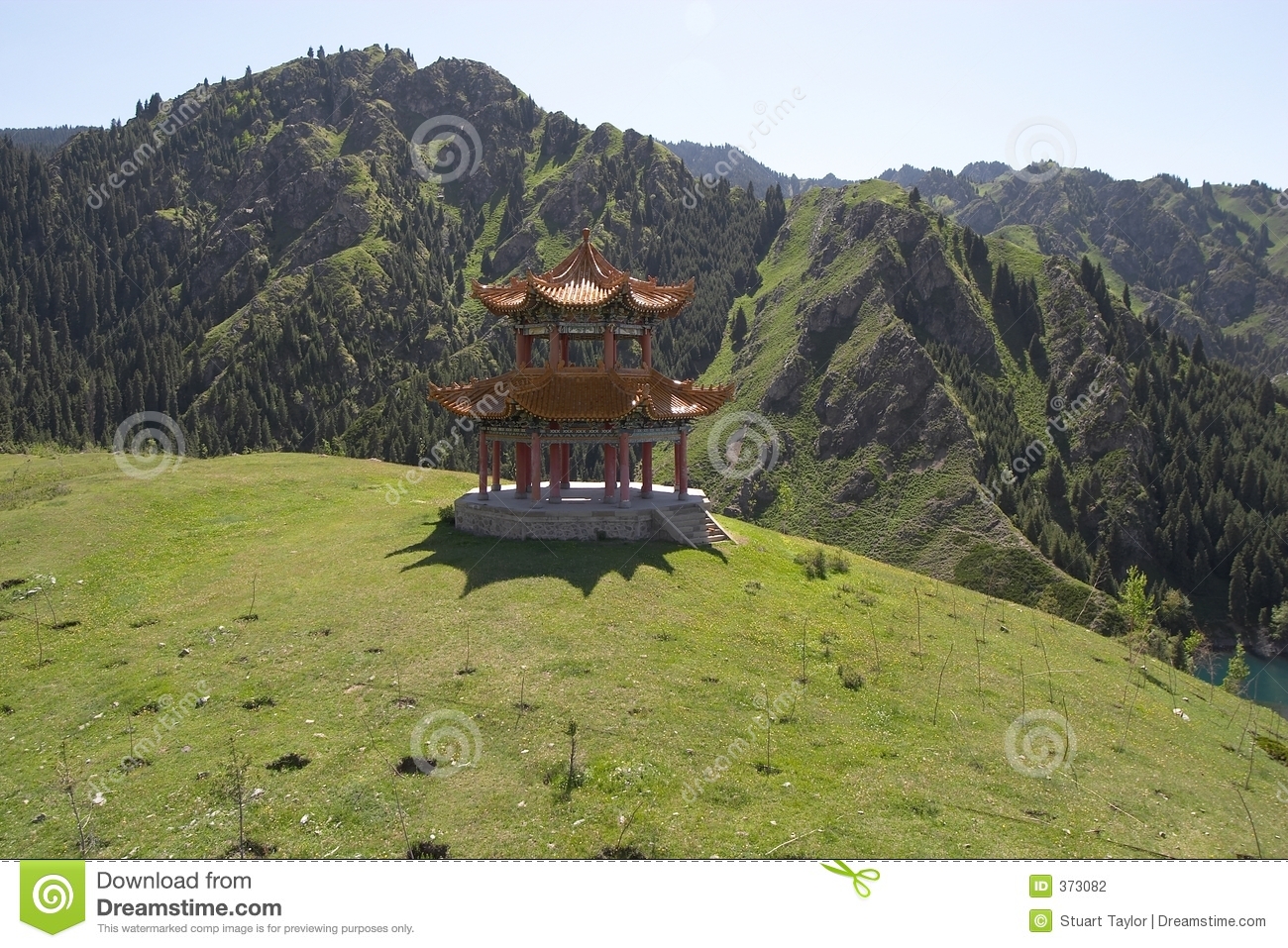 Pagoda On Hill Close To Heavenly Lake Urumqi Xinjiang China