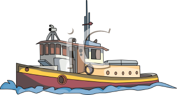 Realistic Tugboat Drawing   Royalty Free Clip Art Image