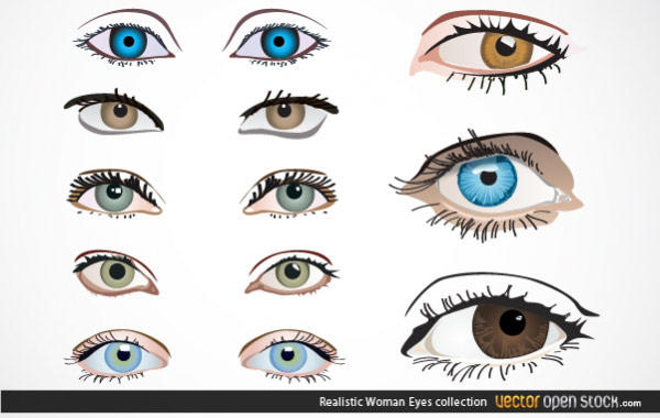 Realistic Woman Eyes Vector Collection Free Vector