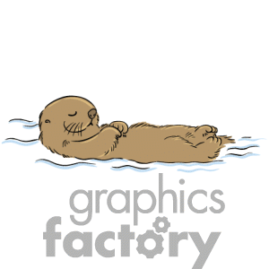 Royalty Free Otter Floating In The Water Clipart Image Picture Art    