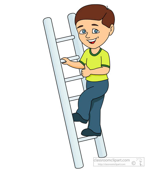 Safety   Climbing Metal Ladder   Classroom Clipart