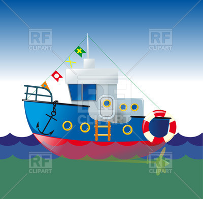 Ship   Childish Tugboat Download Royalty Free Vector Clipart  Eps