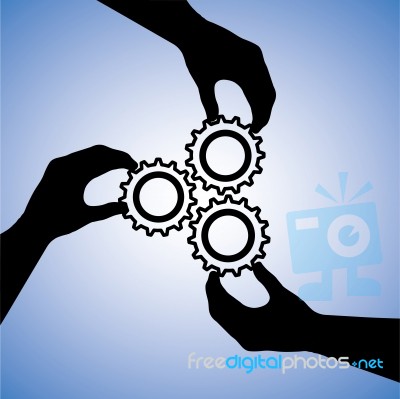 Silhouette Hand Holding Cog Gear Stock Image   Royalty Free Image Id    