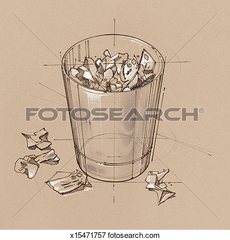 Wastepaper Basket With Crumpled Paper  Fotosearch   Search Eps Clipart    