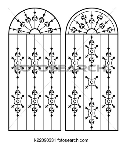 Wrought Iron Gate Door Fence Window Grill Railing Design Vector