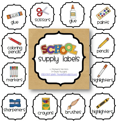 3rd Grade Thoughts  Getting Organized  Classroom Supply Labels