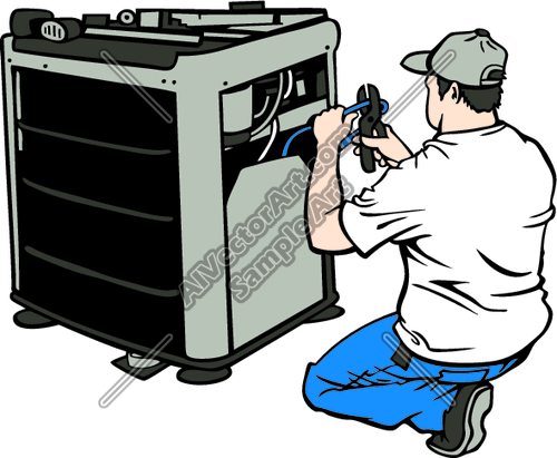 Air Conditioner Repair Clipart Ac Mechanic Fixing Air