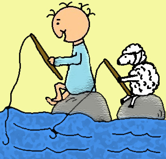 Baby Jesus And His Sheep Fishing Clipart