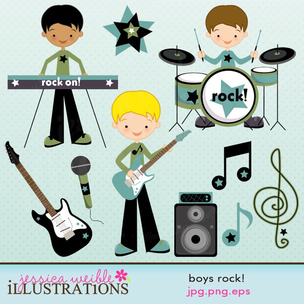 Boys Rock  This Cute Clipart Set Comes With 10 Awesome Rock Star Boy
