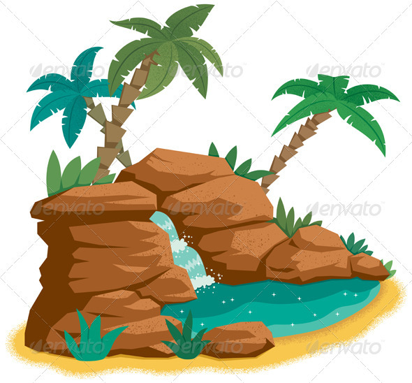 Cartoon Desert Oasis  No Transparency And Gradients Used  Cdr  Ai