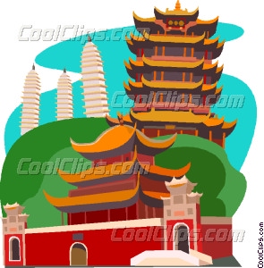 Chinese Temple Clipart Chinese Temple On Hillside