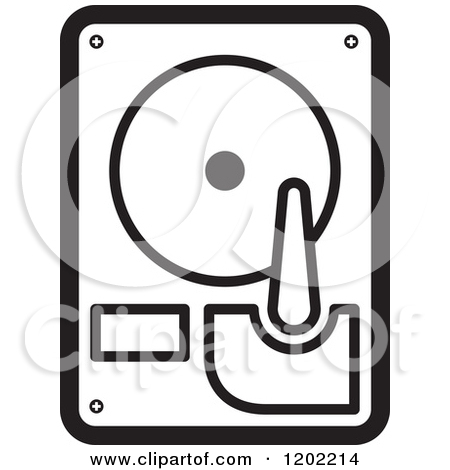 Clipart Of A Black And White Computer Hard Disk Icon   Royalty Free