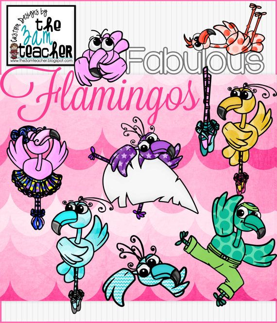 Fabulous Flamingos Digital Graphics  Clip Art By The3amteacher  5 00