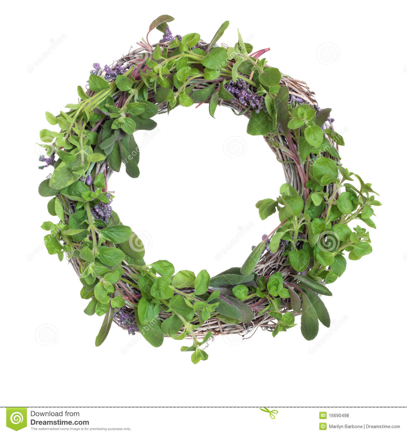 Herb Leaf Garland With Purple And Variegated Sage Oregano Basil And