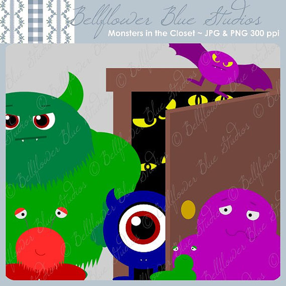 Hiding In The Closet Clipart Monsters In The Closet Digital Clipart