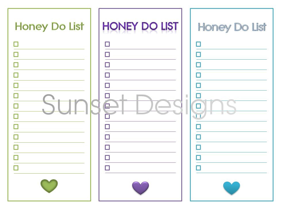 Honey Do List Set Of 3 To Do Lists Pdf Uprint By Sunsetdesigns