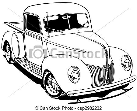 Of 40 Ford Pickup   Blackline Illustration Csp2982232   Search Clipart