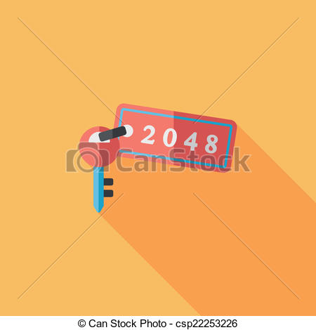 Of Hotel Key Flat Icon With Long Shadow Csp22253226   Search Clipart    