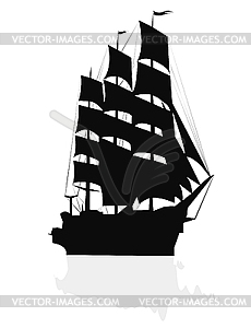 Sailing Ship Silhouette   Vector Clipart