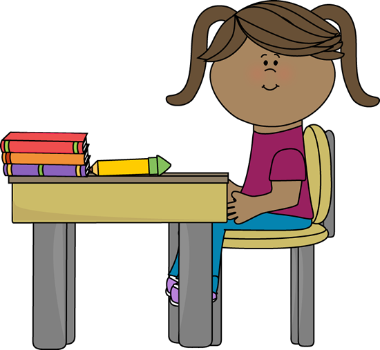 School Girl Sitting At A Desk Clip Art   School Girl Sitting At A Desk