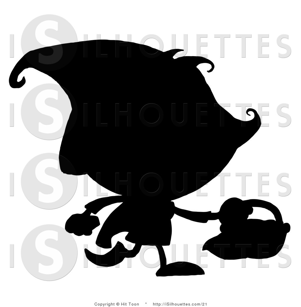 Silhouette Vector Clipart Of A Solid Black Silhouette Of Little Red