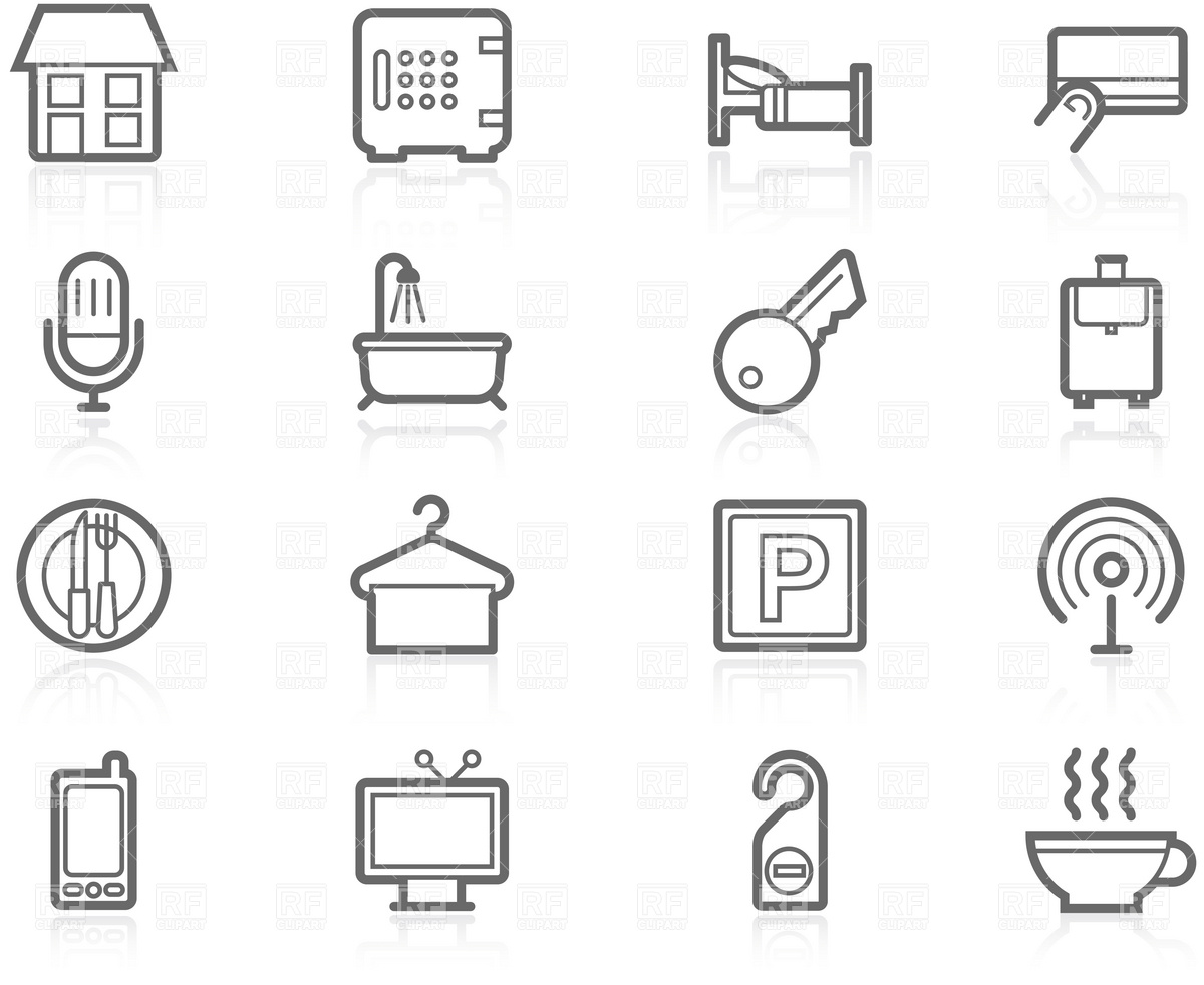 Simple Hotel Accommodation Amenities Icons Download Royalty Free    