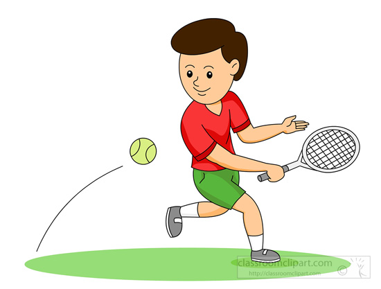 Tennis Clipart   Boy Playing Tennis Backhand   Classroom Clipart