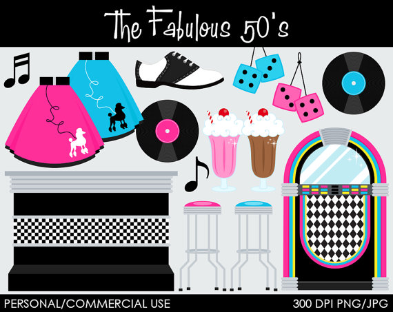 The Fabulous 50 S Clipart   Digital Clip Art Graphics For Personal Or