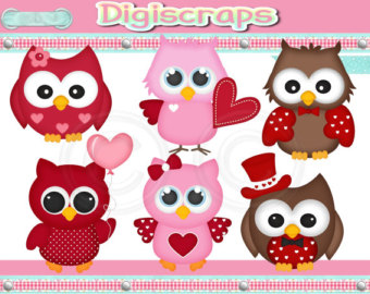 Whoo Loves You   Valentine Digital Clip Art Set   Clipart Scrapbooking