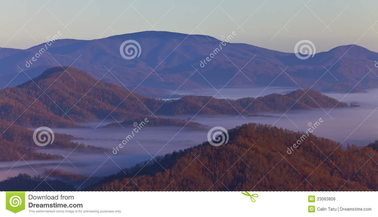 Appalachian Mountains At Sunrise And Clouds Royalty Free Stock Image