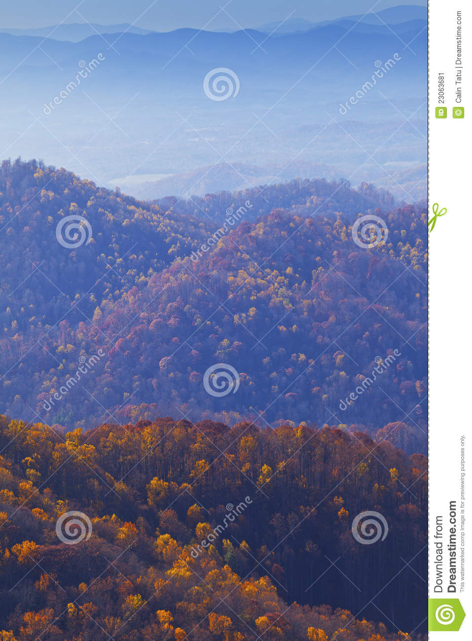Appalachian Mountains At Sunset And Blue Mist Stock Image   Image