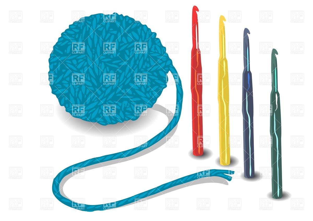 Ball Of Blue String And Set Of Crochets Objects Download Royalty