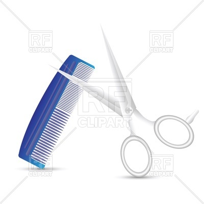 Barber Scissors And Blue Comb Download Royalty Free Vector Clipart