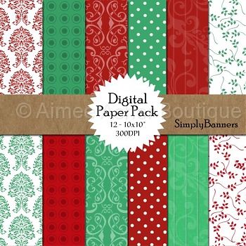 Christmas Holiday Paper Pack    Paper Packs    Clipart And Graphics    