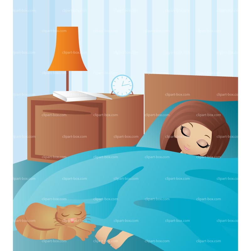 Clipart Sleeping Girl With Cat   Royalty Free Vector Design