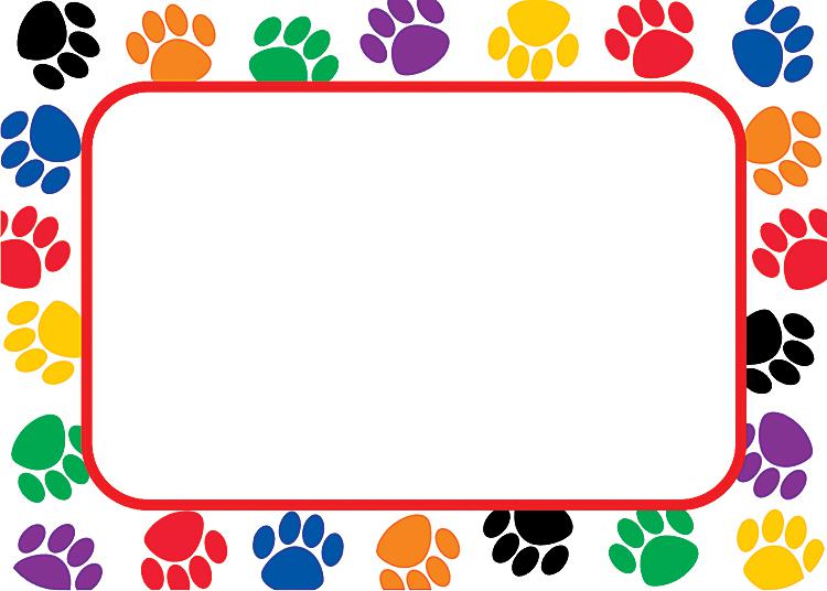 Colorful Paw Prints Name Tags Labels   Tcr5168