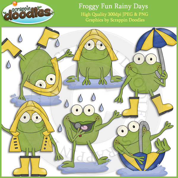 Froggy Fun Rainy Days Clip Art Download    2 00   Scrappin Doodles