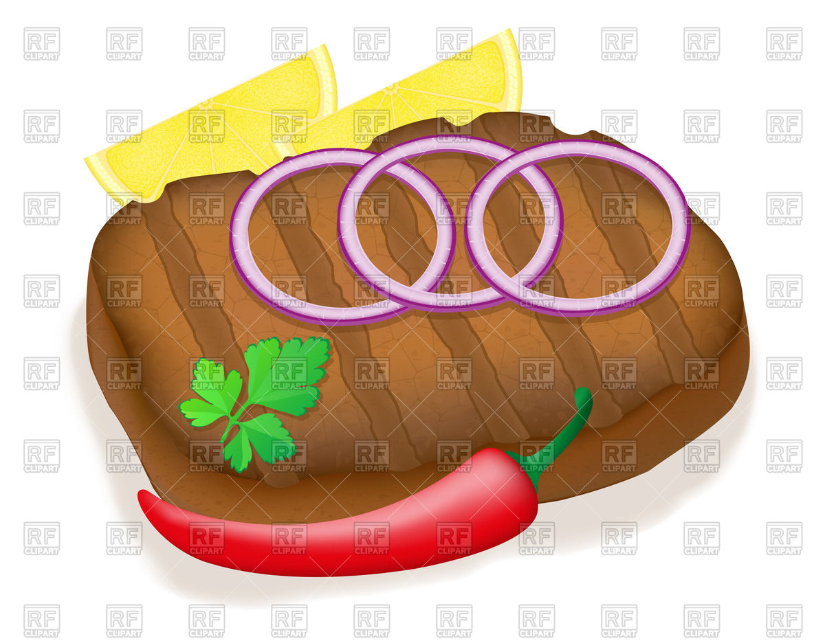 Grilled Steak With Vegetables Download Royalty Free Vector Clipart