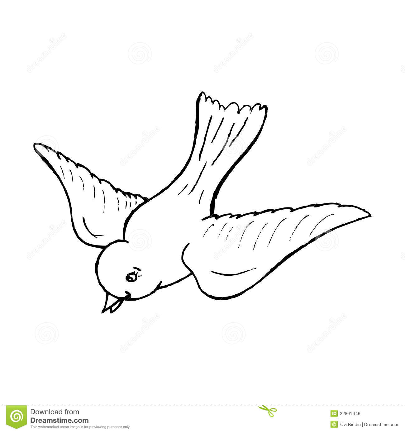 Illustration Of A Flying Bird Black And White Version  Useful Also