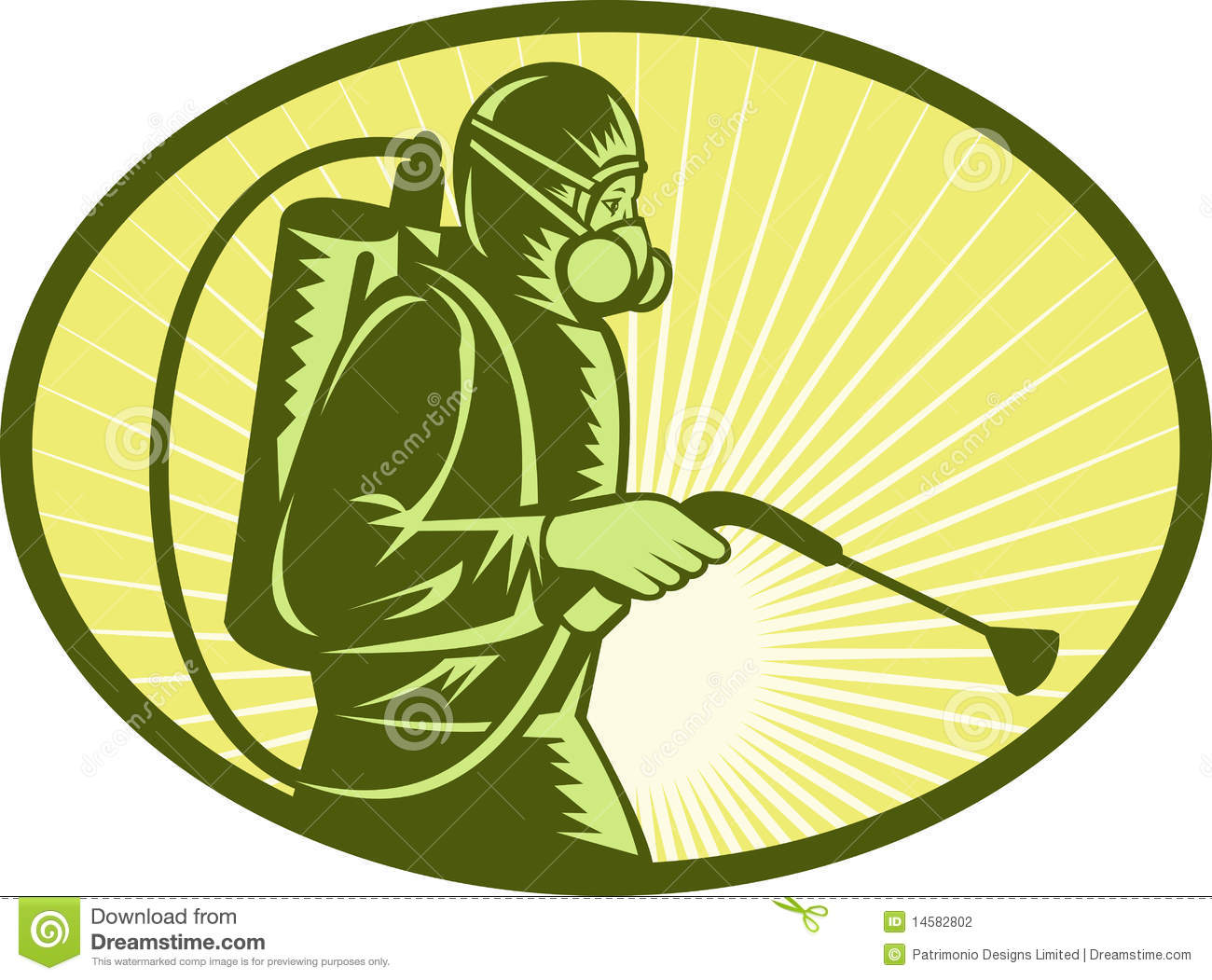 Illustration Of A Pest Control Exterminator Worker Spraying Side View