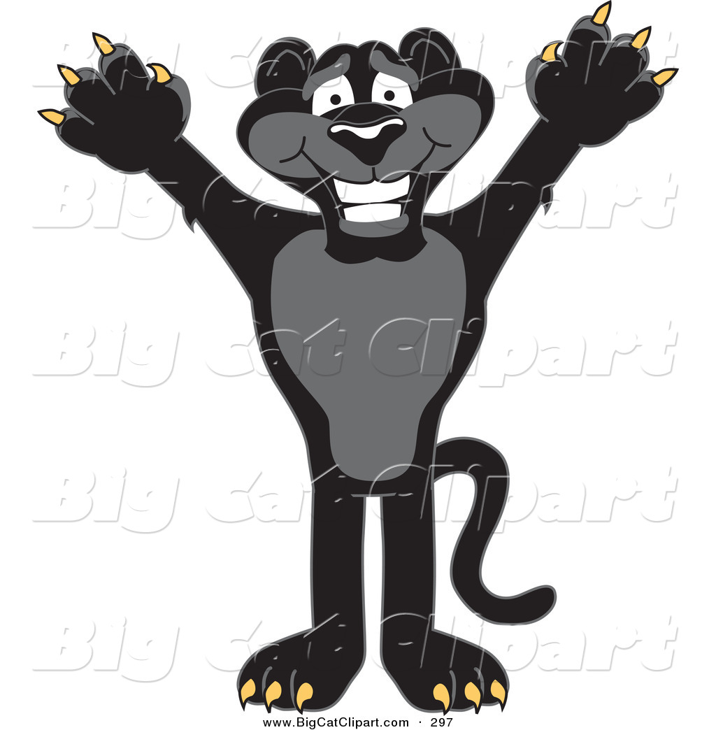 Larger Preview  Big Cat Cartoon Vector Clipart Of A Happy Black Jaguar    