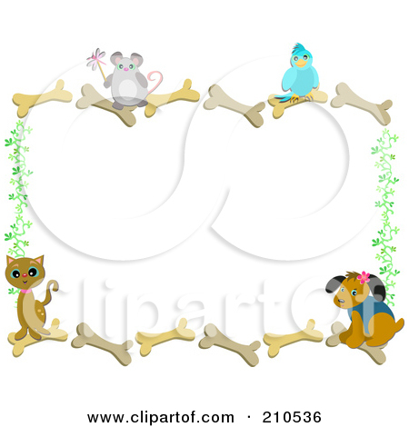 Mouse Bird Dog And Cat On A Bone Border