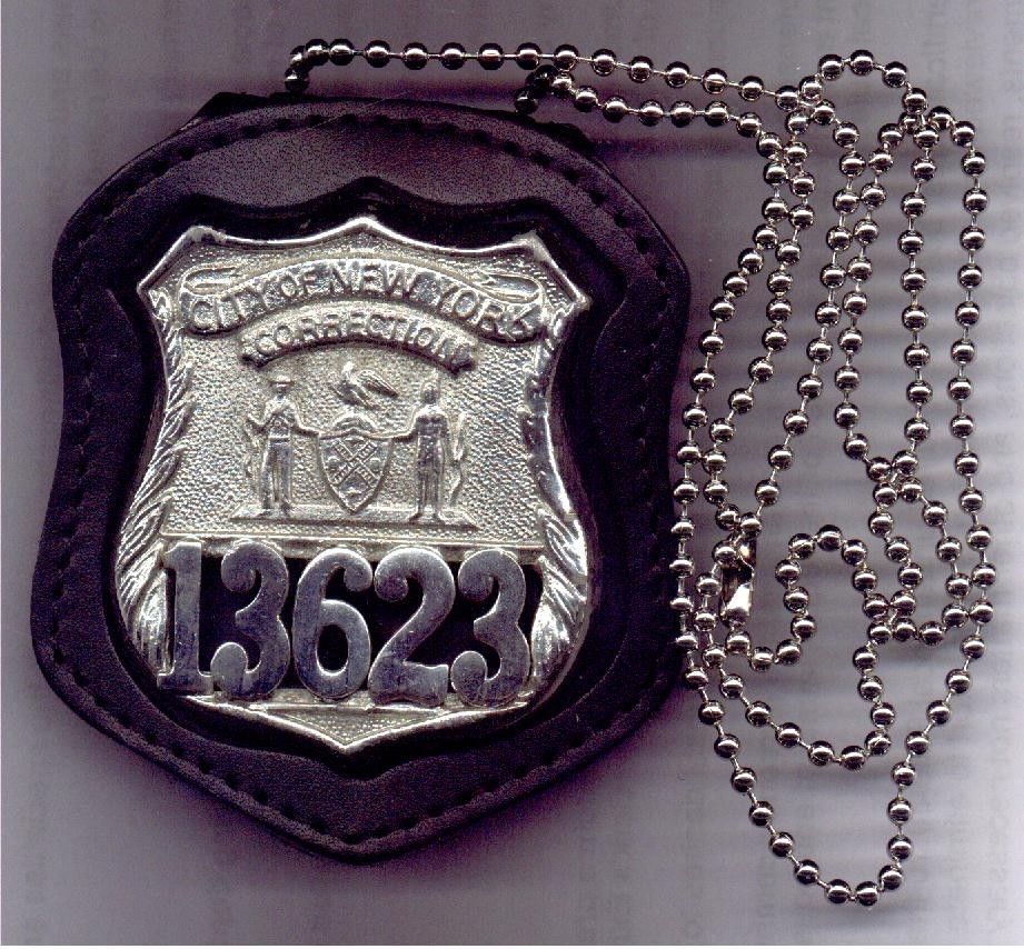 Nyc Corrections Officer Style Badge Cut Out Belt Clip Neck Hanger