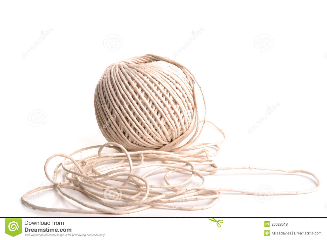 Photograph Of A Ball Of String Shot In Studio And Isolated On A White