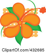 Royalty Free  Rf  Orange Hibiscus Flower Clipart Illustrations