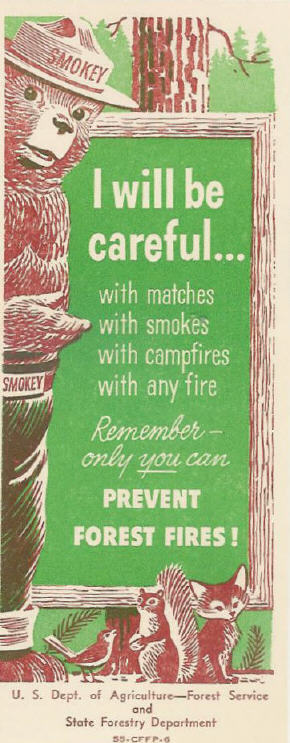Smokey The Bear   1954 Bookmarks