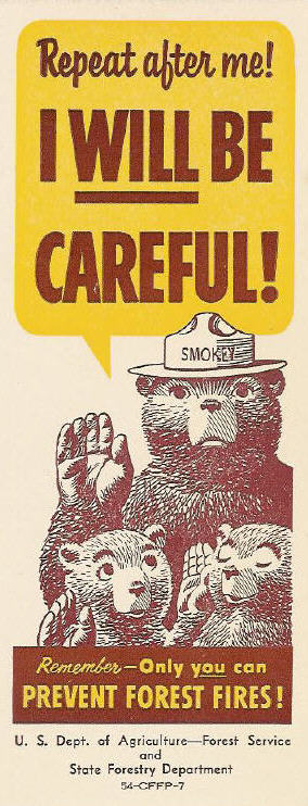 Smokey The Bear   1954 Bookmarks