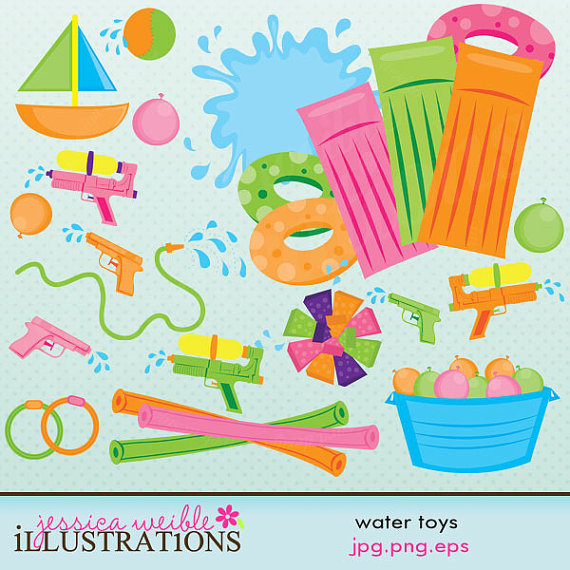Water Toys Cute Digital Clipart For Card Design Scrapbooking And Web