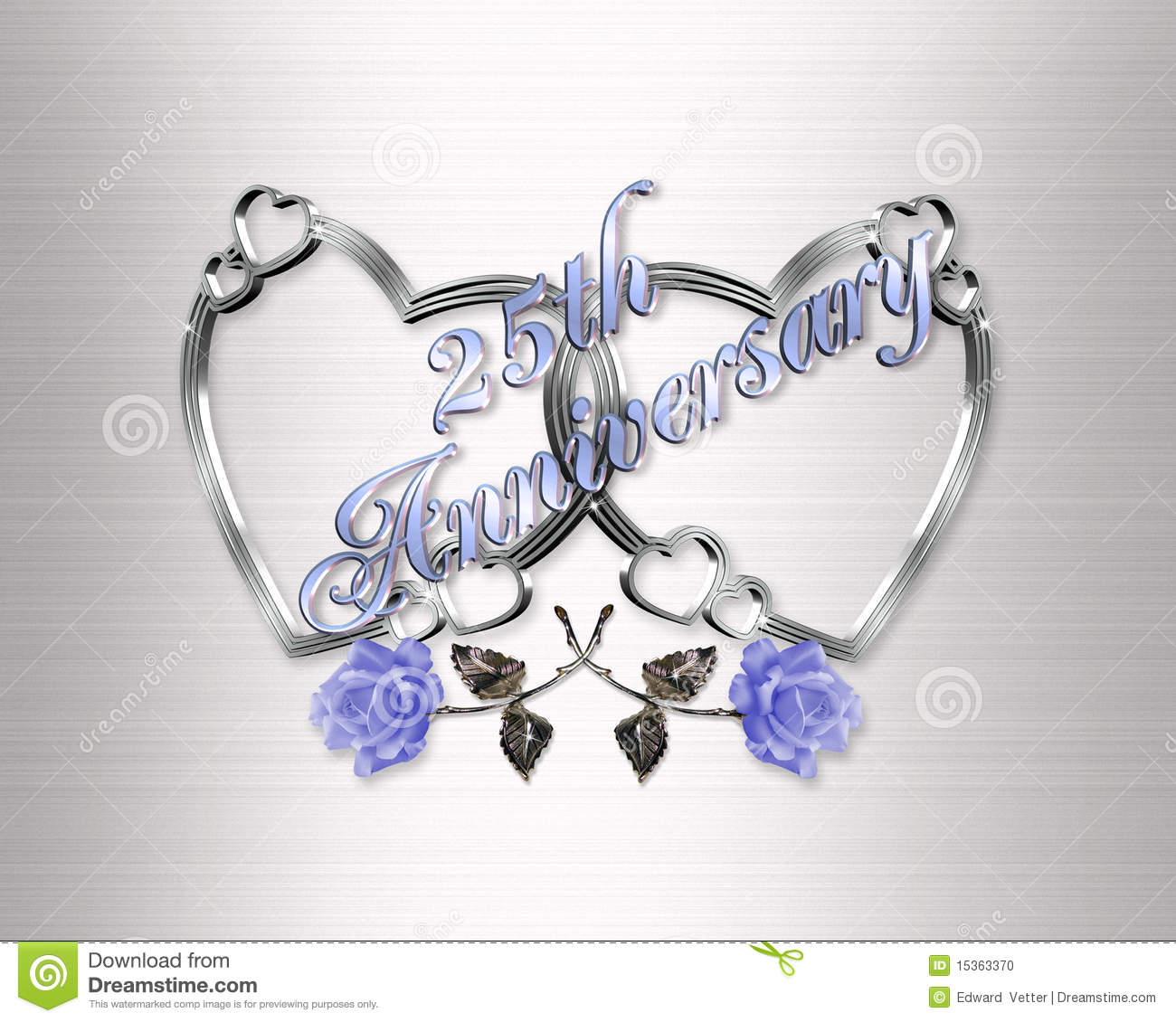 Wedding Anniversary Greeting Card Or Formal Invitation With Silver